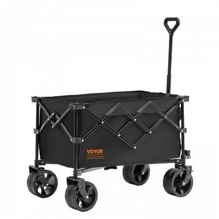 Collapsible Folding Wagon, 150 L Beach Wagon Cart with All-Terrain Wheels, Heavy Duty Folding Wagon Cart Max 265 lbs with Drink Holders, Sports Wagon for Camping, Shopping, Garden