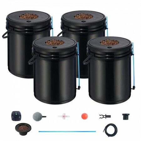 DWC Hydroponics Grow System Deep Water Culture 4 Buckets with Air Pump