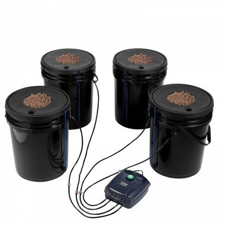 DWC Hydroponics Grow System Deep Water Culture 4 Buckets with Air Pump