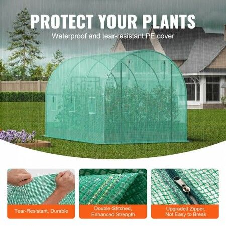 Walk-in Tunnel Greenhouse 9.58x6.43x6.23ft Galvanized Frame PE Cover Green