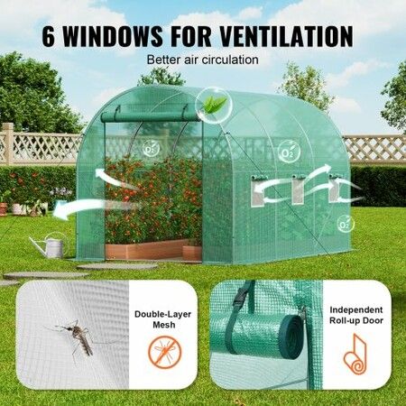 Walk-in Tunnel Greenhouse 9.58x6.43x6.23ft Galvanized Frame PE Cover Green