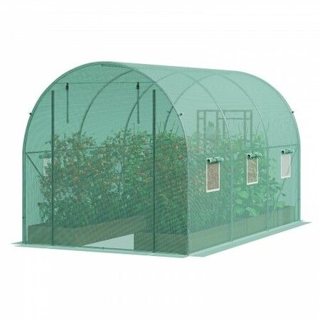 Walk-in Tunnel Greenhouse 9.58x6.43x6.23ft Galvanized Frame PE Cover Green