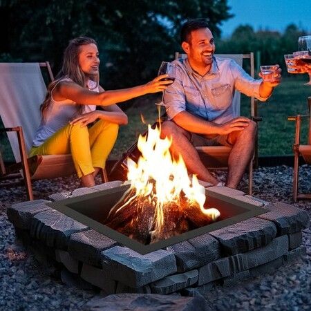 Fire Pit Ring Square 42x42 in Outer Steel Liner DIY Campfire Ring Firepit