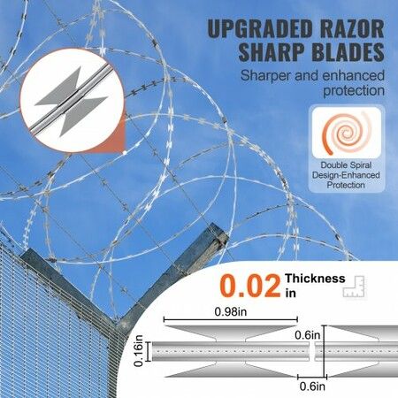 Razor Wire Razor Barbed Wire 147ft 3Rolls Razor Wire Fencing Double Spiral