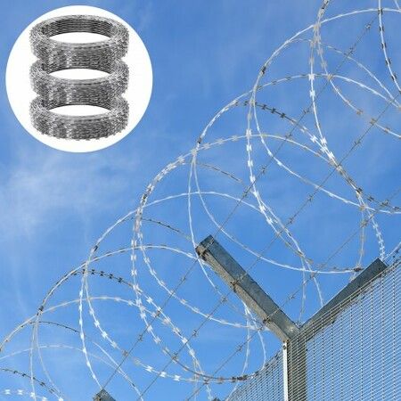 Razor Wire Razor Barbed Wire 147ft 3Rolls Razor Wire Fencing Double Spiral