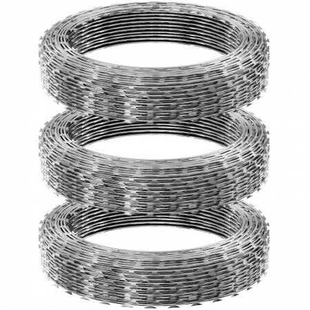 Razor Wire Razor Barbed Wire 147ft 3Rolls Razor Wire Fencing Double Spiral