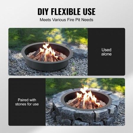 Fire Pit Ring Round 40 Inch Outer Steel Liner DIY Campfire Ring Firepit