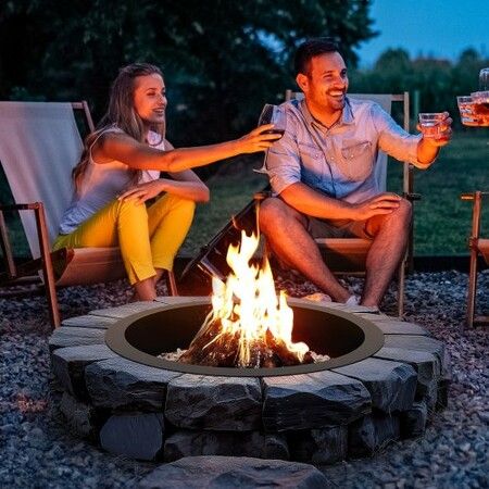 Fire Pit Ring Round 40 Inch Outer Steel Liner DIY Campfire Ring Firepit