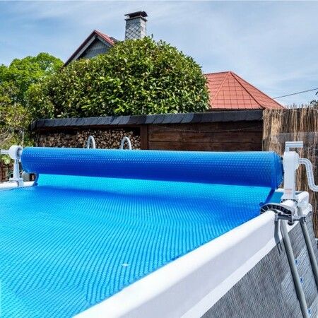 Pool Cover Reel, Aluminum Solar Cover Reel 20 ft, Above Ground Swimming Pool Cover Reel Set , Fits for 3-20 ft Width Swimming Pools