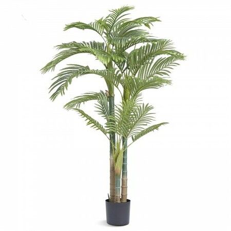 Artificial Gold Cane Palm Tree, 2m Tall Faux Plant, PE Material & Anti-Tip Tilt Protection Low-Maintenance Plant, Lifelike Green Fake Tree for Home Office Warehouse Decor Indoor Outdoor