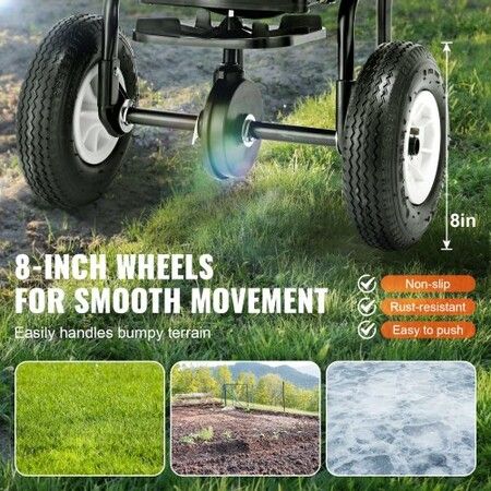 Broadcast Spreader, 60 LB Walk-Behind Turf Spreader with 8" Wheels, Steel Push Fertilizer Spreader, Garden Seeder, and Salt Spreader, Designed for Residential, Farm, and Tough Terrain, Black