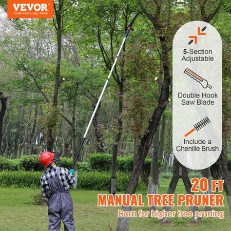 Manual Pole Saw Extendable Tree Pruner 1.5 m-6.1 m Aluminum Alloy Pole