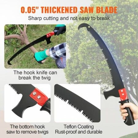 Manual Pole Saw Extendable Tree Pruner 1.5 m-6.1 m Aluminum Alloy Pole