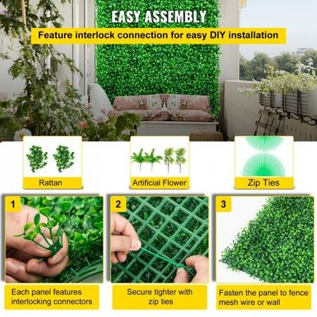 Artificial Boxwood Panels, 16 PCS 20"x20" Boxwood Hedge Wall Panels, PE Artificial Grass Backdrop Wall 1.6\", Privacy Hedge Screen for Decoration of Outdoor, Indoor, Garden, Fence, and Backyar