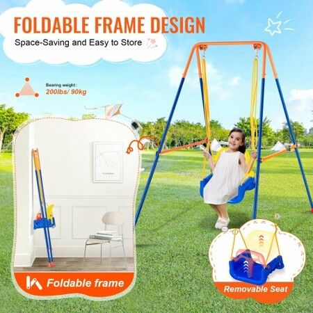 Swing Sets for Backyard 3 in 1 Toddler Swing Set with 4 Sandbags Foldable