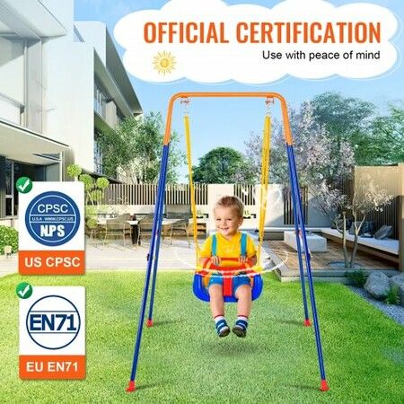 Swing Sets for Backyard 3 in 1 Toddler Swing Set with 4 Sandbags Foldable