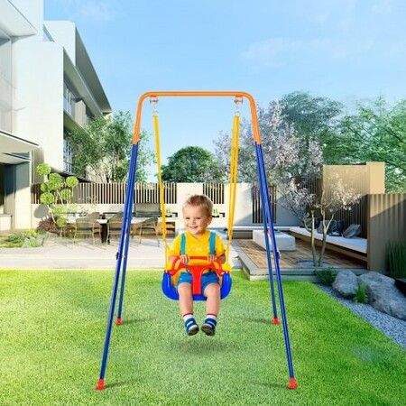 Swing Sets for Backyard 3 in 1 Toddler Swing Set with 4 Sandbags Foldable