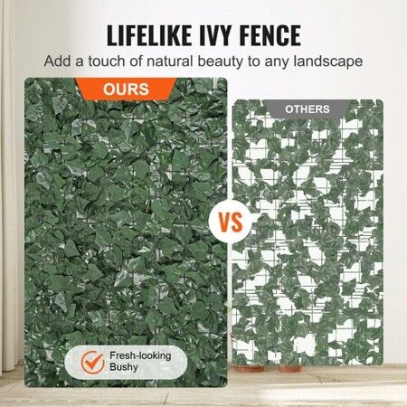 Ivy Privacy Fence, 2440 x 1830 mm Artificial Green Wall Screen, Greenery Ivy Fence with Strengthened Joint, Faux Hedges Vine Leaf Decoration for Outdoor Garden, Yard, Balcony, Patio Decor