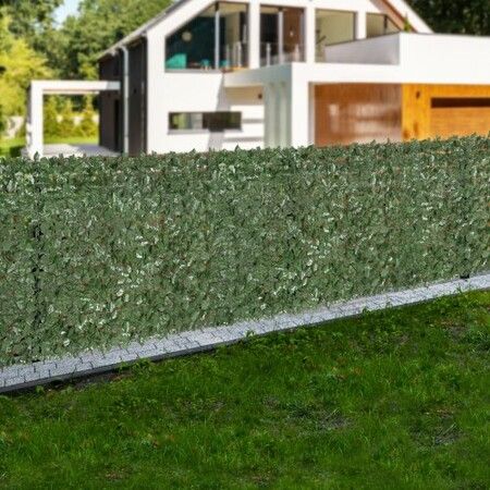 Ivy Privacy Fence, 2440 x 1830 mm Artificial Green Wall Screen, Greenery Ivy Fence with Strengthened Joint, Faux Hedges Vine Leaf Decoration for Outdoor Garden, Yard, Balcony, Patio Decor