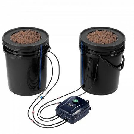 DWC Hydroponics Grow System Deep Water Culture with Top Drip 2 Buckets