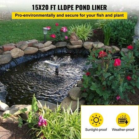 LLDPE Pond Liner 15x20 ft, Pond Liner 20 Mil, Fish Pond Liners for Waterfall, Pond and Fish Ponds