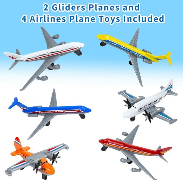 Toy Airplane 6 Pack,Diecast Airplane Toy for Boys Age 3+,Alloy Planes Model Glider Planes Airlines Plane Toys