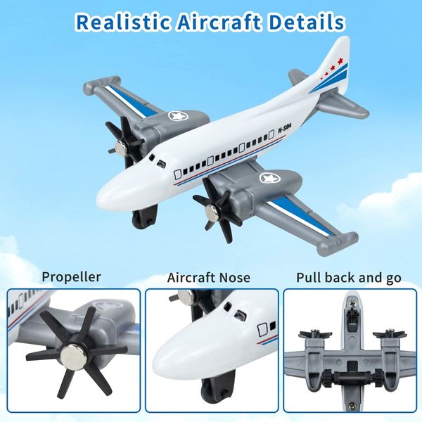 Toy Airplane 6 Pack,Diecast Airplane Toy for Boys Age 3+,Alloy Planes Model Glider Planes Airlines Plane Toys