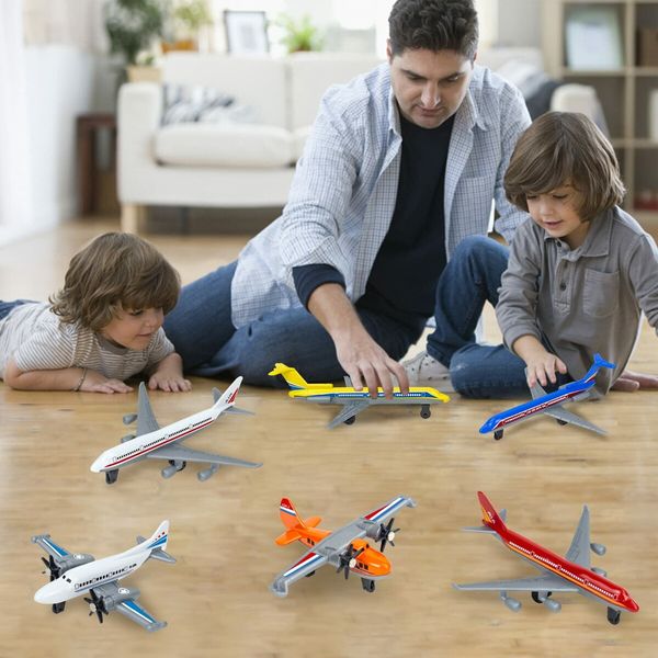 Toy Airplane 6 Pack,Diecast Airplane Toy for Boys Age 3+,Alloy Planes Model Glider Planes Airlines Plane Toys