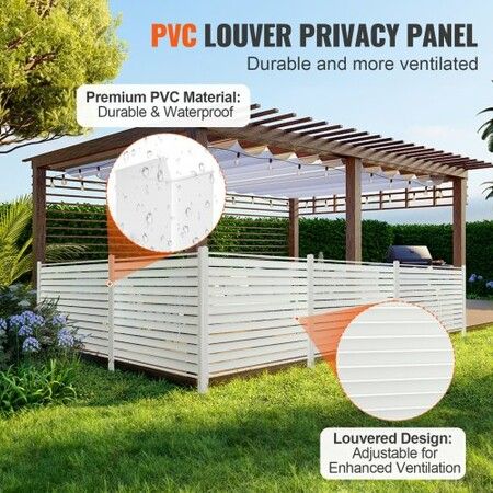 48" W x 48" H Vinyl Privacy Fence Panels, Air Conditioner Fence, Outdoor Privacy Screens for Trash Can, Pool Equipment Enclosure, Privacy Screen Kit Louvered Panels (2 Panels)