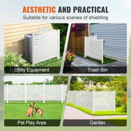 48" W x 48" H Vinyl Privacy Fence Panels, Air Conditioner Fence, Outdoor Privacy Screens for Trash Can, Pool Equipment Enclosure, Privacy Screen Kit Louvered Panels (2 Panels)