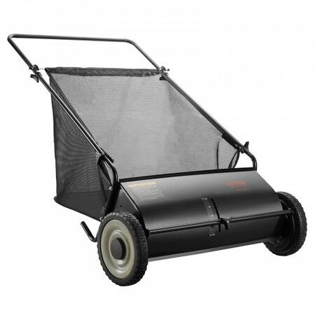 Push Lawn Sweeper, 66cm Leaf & Grass Collector, Strong Rubber Wheels & Heavy Duty Thickened Steel, Durable to Use with Large Capacity 198L Mesh Collection Hopper Bag, 4 Spinning Brushes