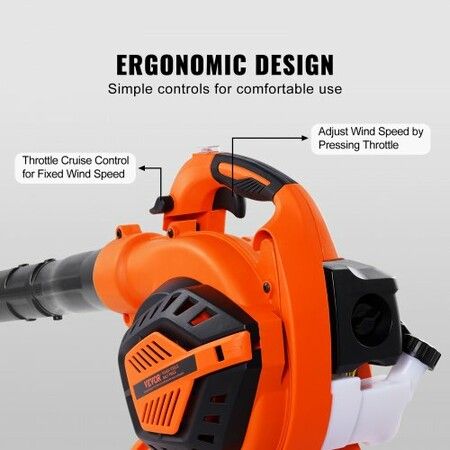 Gas Leaf Blower, 26CC 2-Cycle Handheld Leaf Blower with A Fuel Tank, 2-in-1Gas-powered Blower 425CFM Air Volume 156MPH Speed, Ideal for Lawn Care, Leaf Cleaning, and Snow Removal