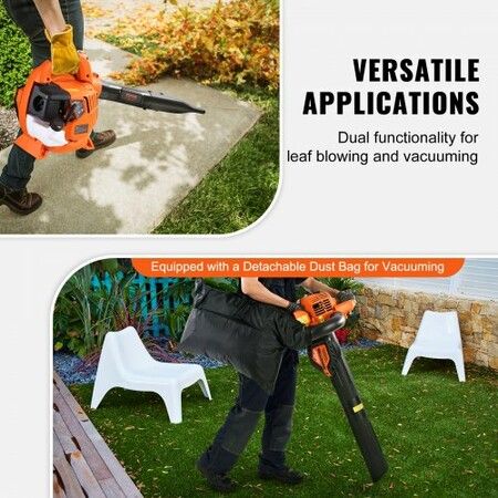 Gas Leaf Blower, 26CC 2-Cycle Handheld Leaf Blower with A Fuel Tank, 2-in-1Gas-powered Blower 425CFM Air Volume 156MPH Speed, Ideal for Lawn Care, Leaf Cleaning, and Snow Removal