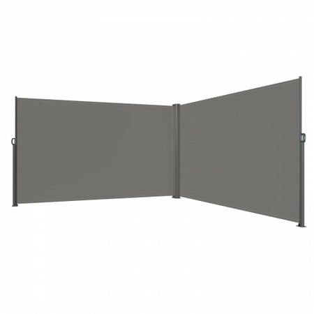 Retractable Side Awning, 180X600cm Aluminum Outdoor Privacy Screen, 280g Polyester Water-proof Retractable Patio Screen, UV 30+ Room Divider Wind Screen for Patio, Backyard, Balcony, Gray