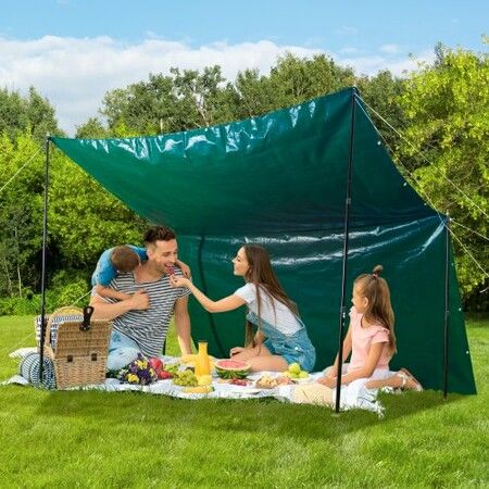 PVC Waterproof Tarp, 16.5 x 29.5 ft Heavy Duty PVC Tarpaulin, Tear-Proof and Weather-Proof, with Grommets and Reinforced Edges for Canopy Boat RV Tent Shelter Trailer Truck Cover, Green