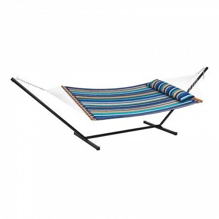 Double Quilted Fabric Hammock Two Person Hammock with Stand 480lb Capacity