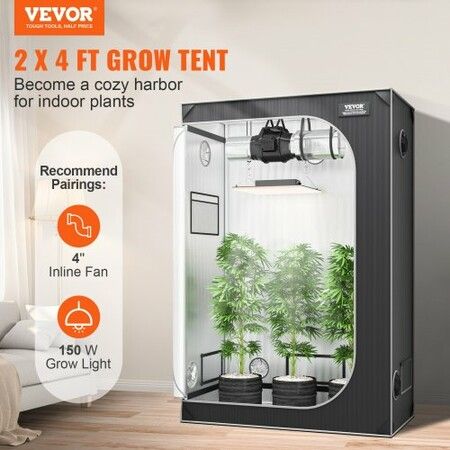 Grow Tent 48 x 24 x 72 in Indoor Growing Tent Hydroponic Window Door Tray