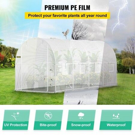 Walk-in Tunnel Greenhouse Galvanized Frame & Waterproof Cover 15x7x7 ft