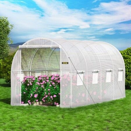 Walk-in Tunnel Greenhouse Galvanized Frame & Waterproof Cover 15x7x7 ft