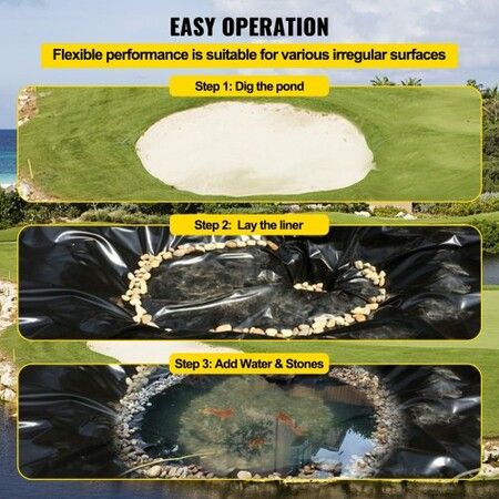 LLDPE Pond Liner 20x25 ft, Pond Liner 20 Mil, Fish Pond Liners for Waterfall, Pond and Fish Ponds