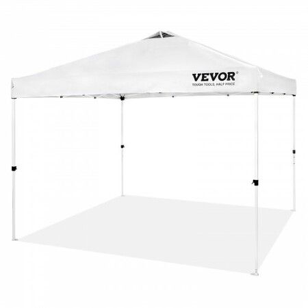 Pop Up Canopy Tent, 10 x 10 ft, 250 D PU Silver Coated Tarp, with Portable Roller Bag and 4 Sandbags, Waterproof and Sun Shelter Gazebo for Outdoor Party, Camping, Commercial Events, White