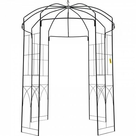 Birdcage Shape Garden Arbor, 2.44m High, 1.59m Wide, Heavy Duty Wrought Iron Arbor, Wedding Arch Trellis for Climbing Vines in Outdoor Garden, Backyard, Lawn, Patio, Black