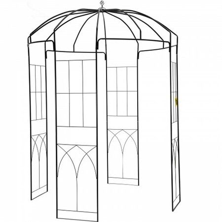 Birdcage Shape Garden Arbor, 2.44m High, 1.59m Wide, Heavy Duty Wrought Iron Arbor, Wedding Arch Trellis for Climbing Vines in Outdoor Garden, Backyard, Lawn, Patio, Black