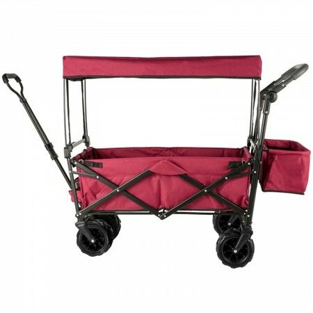 Folding Wagon Cart, Collapsible Folding Garden Cart w/ Shade Beach Utility