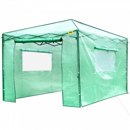 12\'x 8\'x 8\' Pop-Up Greenhouse, Set Up in Minutes, Portable Greenhouse with Doors & Windows. High Strength PE Cover & Powder-Coated Steel Construction