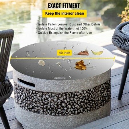 Fire Pit Lid Round 40 Inch Foldable Fire Pit Ring Snuff Cover 430 Stainless Steel Fire Pit Spark Screen Cover 3mm Thickness