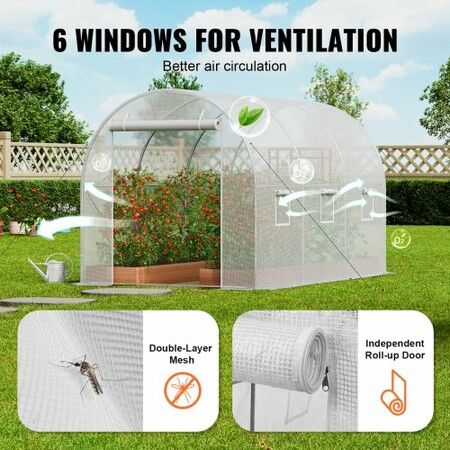 Walk-in Tunnel Greenhouse 9.58x6.43x6.23ft Galvanized Frame PE Cover White