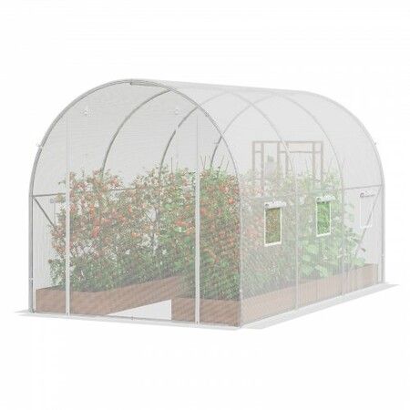 Walk-in Tunnel Greenhouse 9.58x6.43x6.23ft Galvanized Frame PE Cover White