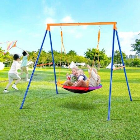 Swing Sets for Backyard 40in Saucer Swing Seat A-Frame Metal Stand 440lbs