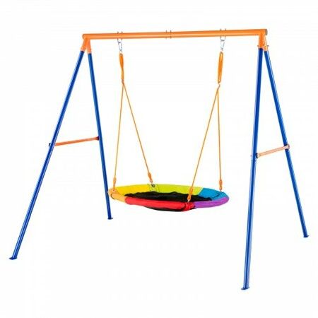 Swing Sets for Backyard 40in Saucer Swing Seat A-Frame Metal Stand 440lbs